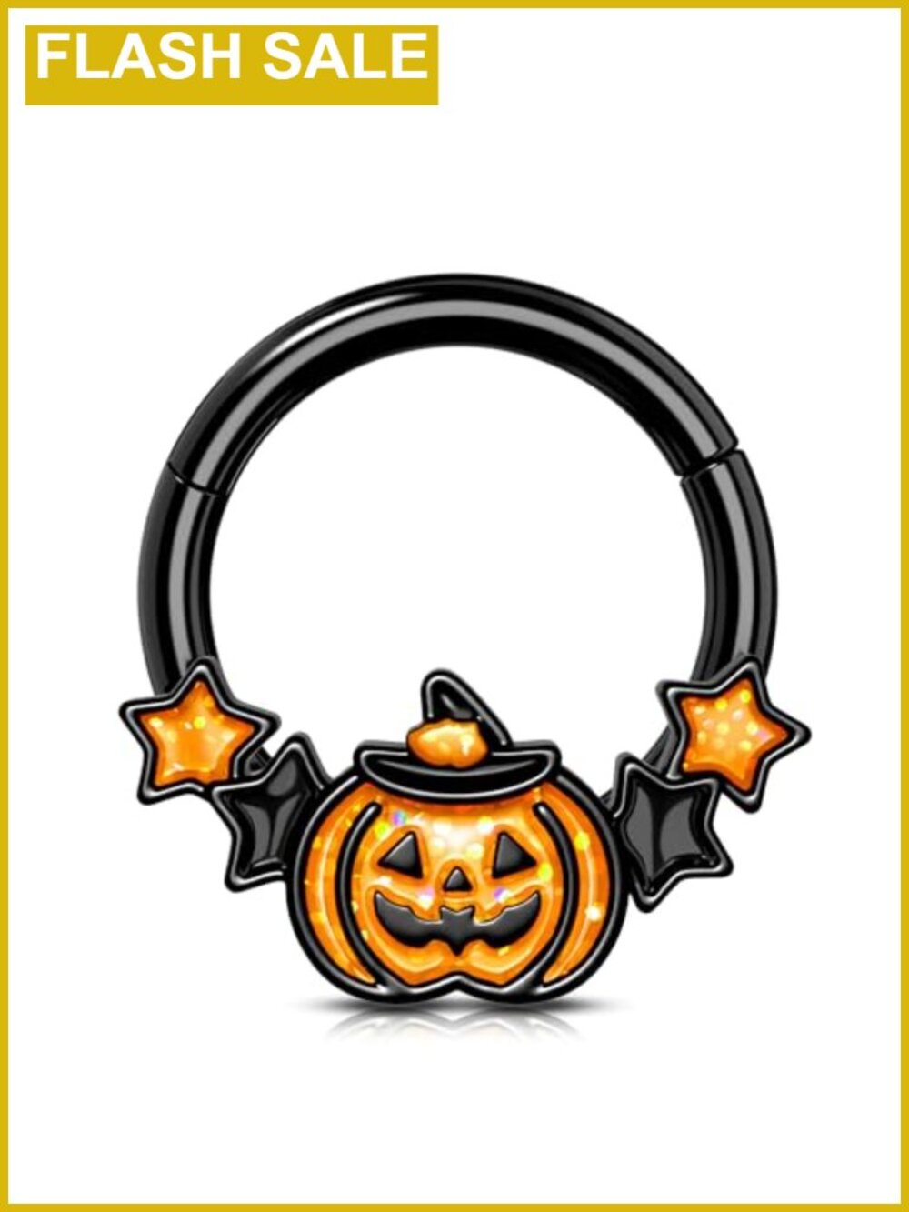 16G Stainless Steel 316L Pumpkin Septum Ring 8mm Clicker Halloween Body Jewelry